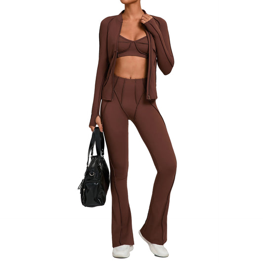 Womens Zip Up Top And Yoga Pants Set