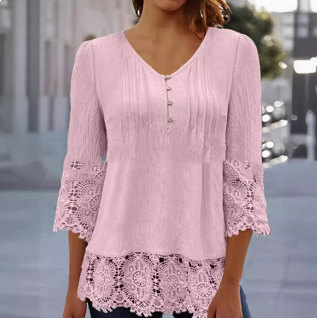 Holiday Fashion Hollow Out Short Sleeve Women's T-shirt