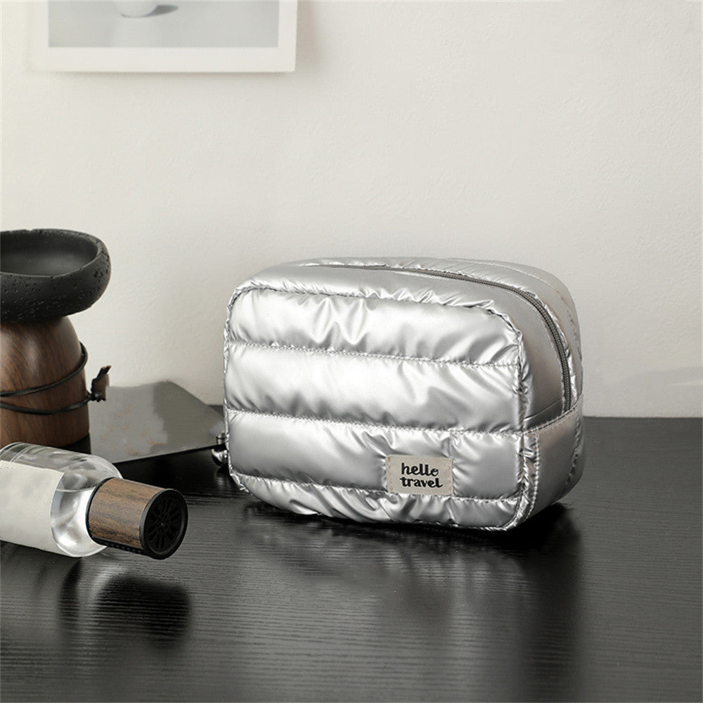Sleek Medium-Sized Makeup Bag With Subtle Pearl FinishElegant And Spacious