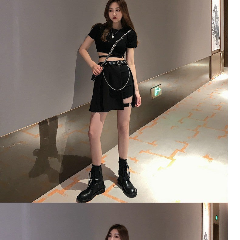 WLS Chain Decoration Irregular Skirt