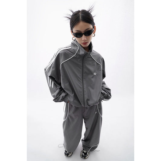 High-grade Fashion And Handsome Outdoor Jacket Coat Wide-leg Trousers 2-piece Set For Women