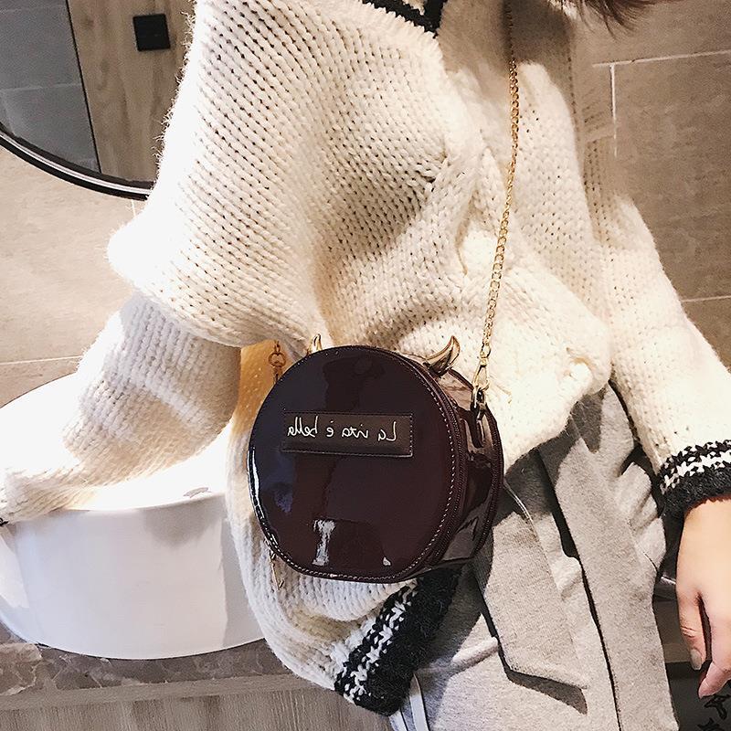 Personalized Corner Patent Leather Shoulder Bag Little Devil Bag Chain Crossbody Bag