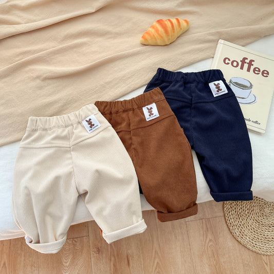 Korean Style Children's Pants Autumn Winter Retro Corduroy