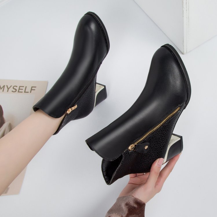 Pointed Mid-heel Martin Boots Women's Shoes