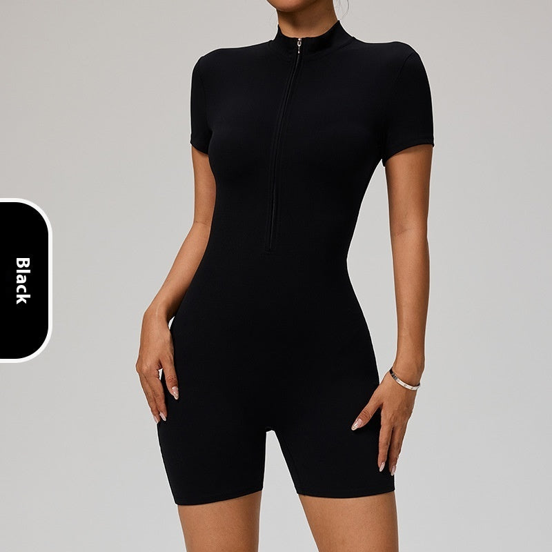 Lynlås Kortærmet Yoga Jumpsuit Dame Sports Jumpsuit