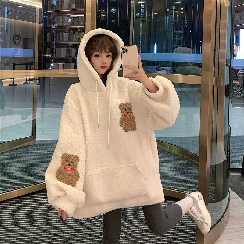 Chaqueta acolchada gruesa y holgada para estudiante con forro polar, linda  