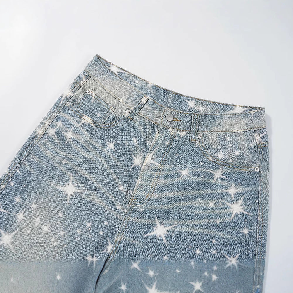 Women's Loose Printed XINGX Stacked Jeans
