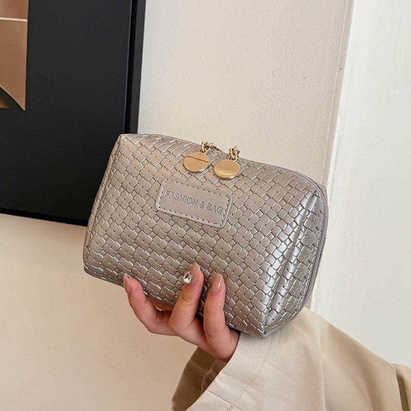 Classic Style Woven Pattern Cosmetic Bag