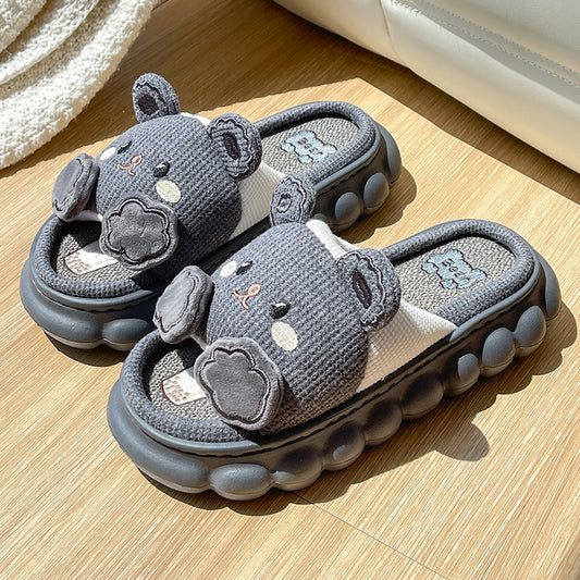 Non Slip Thickened Wood Floor Cotton Hemp Couple Slippers