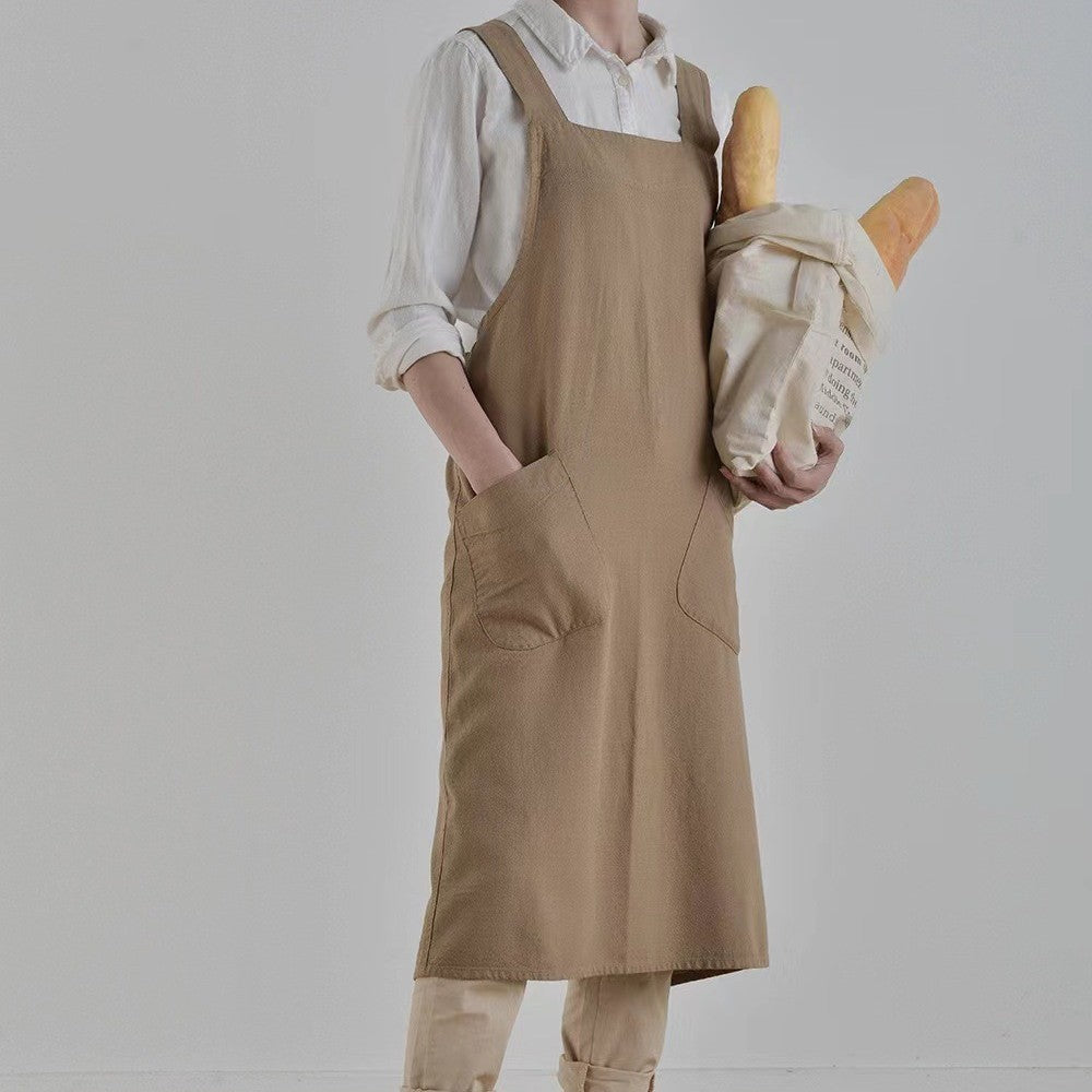 Women's Simple Solid Color Cotton And Linen Plus Size Apron