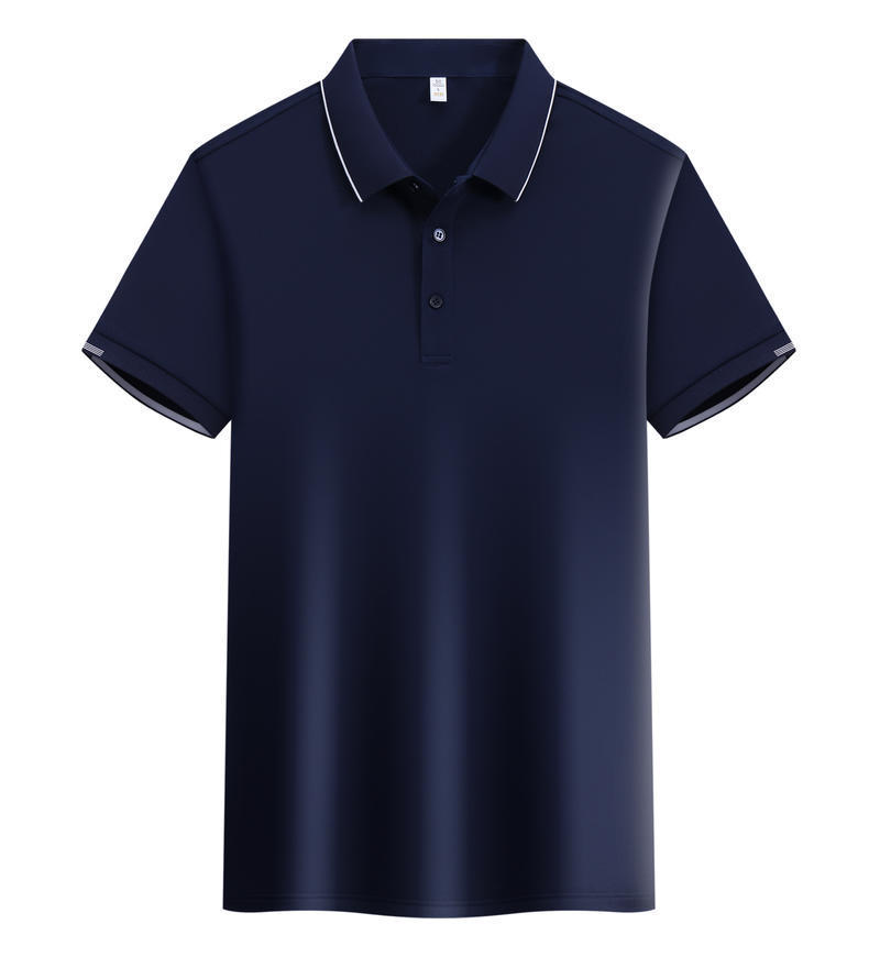 ICE Cotton Single Side Color Secondary Collar Lapel Short Sleeve Polo Shirt