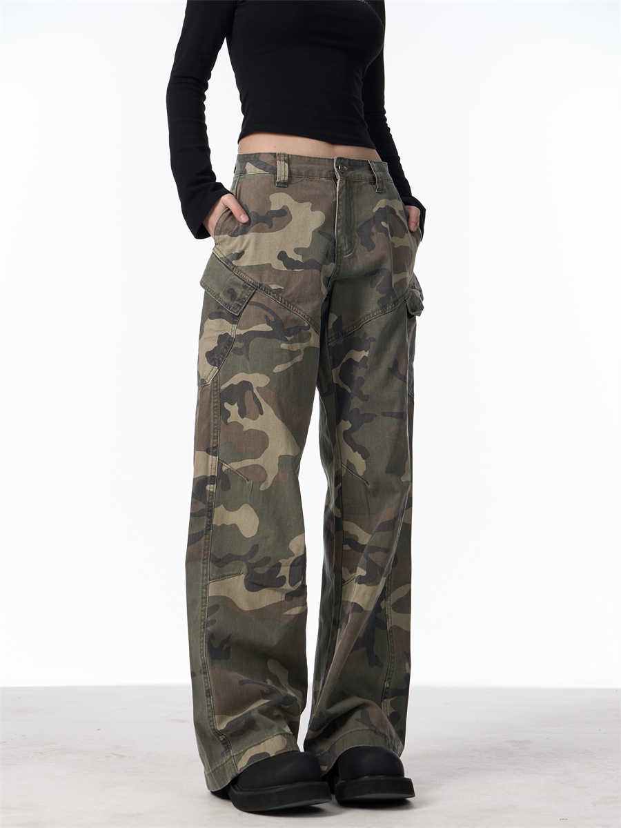 Camouflage Cargo Pants Women's Straight Loose Casual Trousers