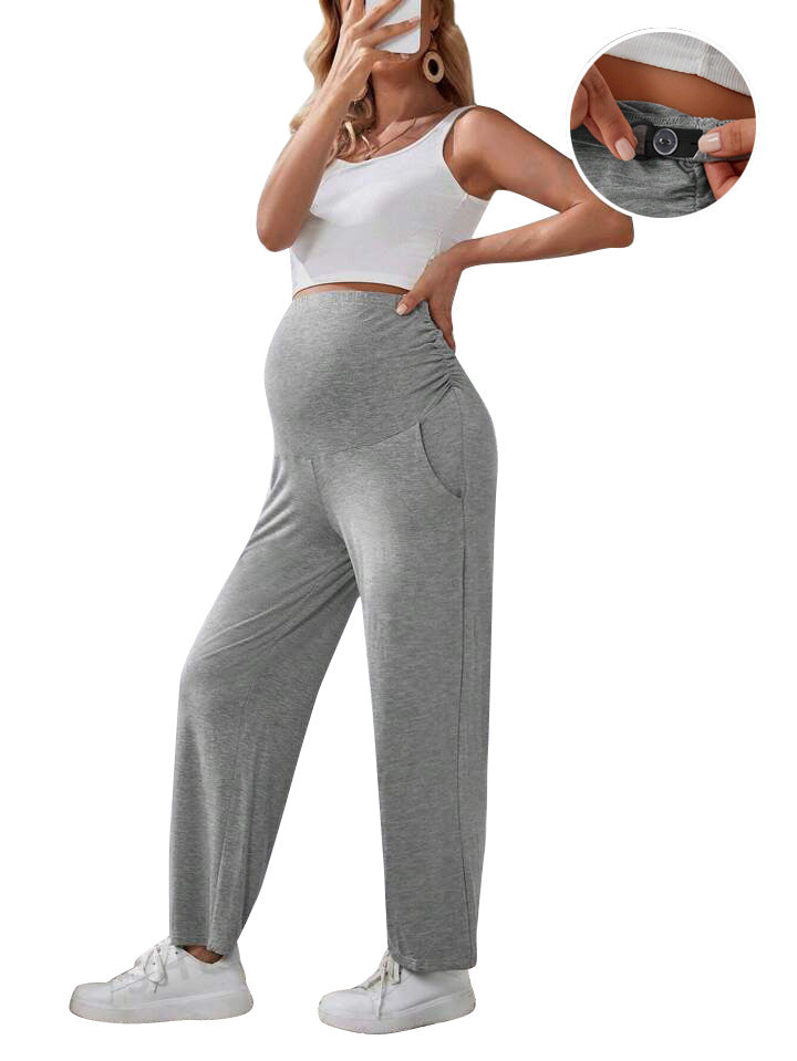 New Female Pregnant Women Straight-leg Pants Loose Clinch Adjustable Plus Size
