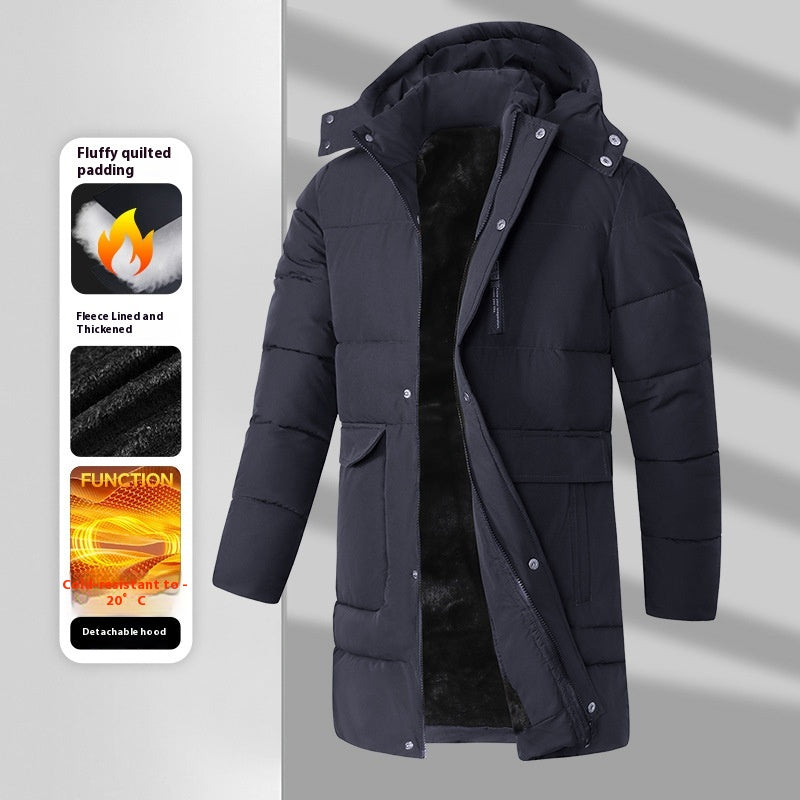 Fashionable Warm Long Velvet Padded Thickened Coat