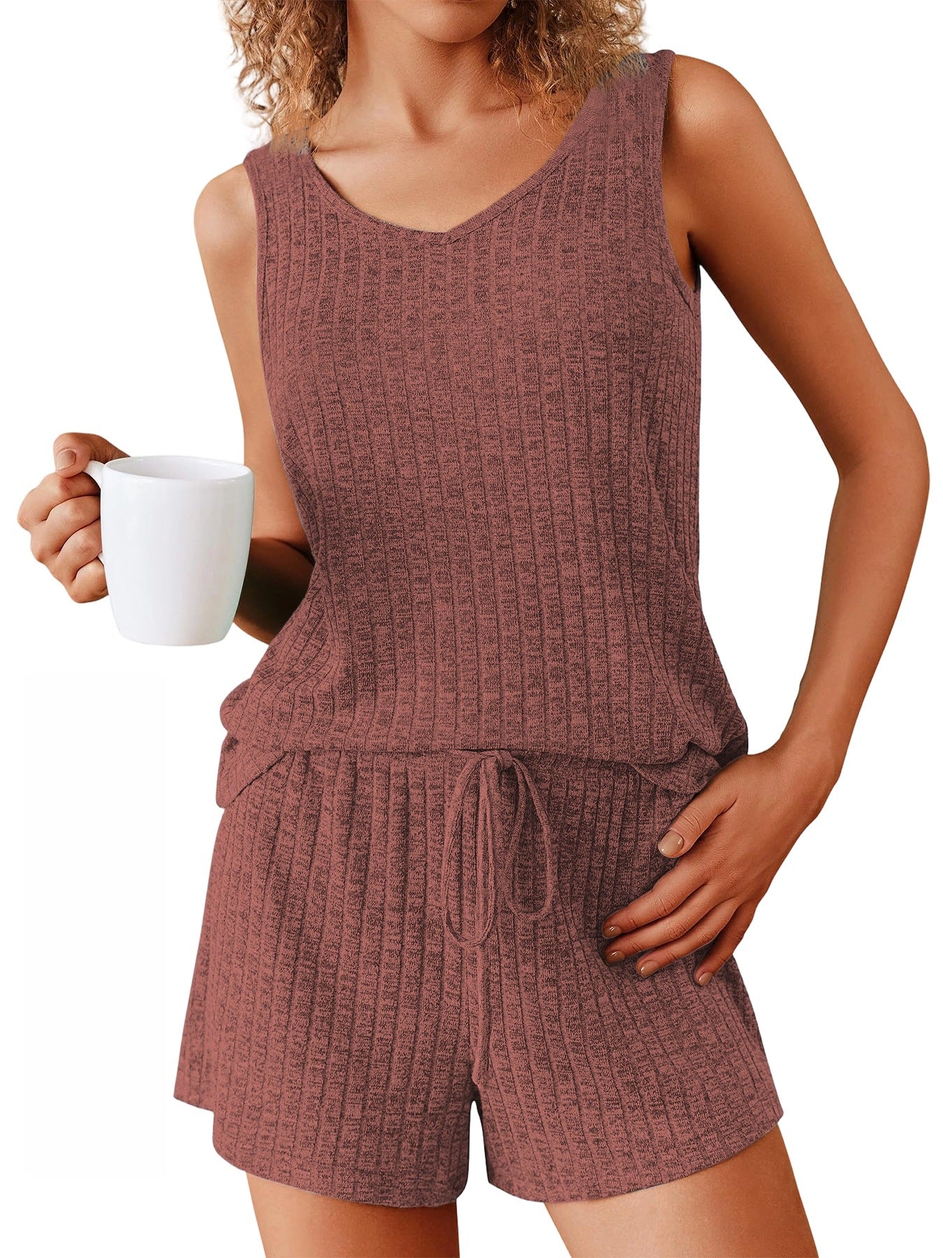 Summer New Solid Color Tank Top And Shorts Casual Fashion