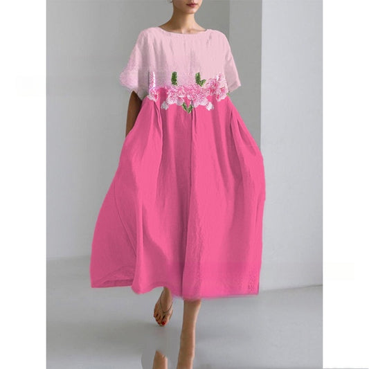 Springsummer Stylish Loose-fitting Casual Short-sleeve Dress