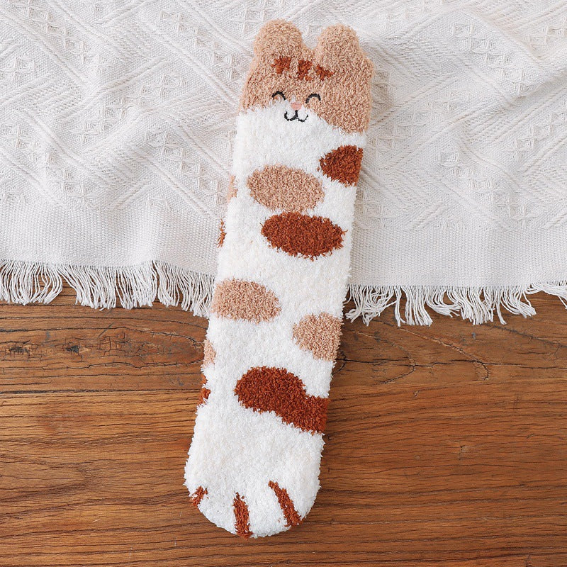 Women's Fleece-free Thickened Cat Paw Socks