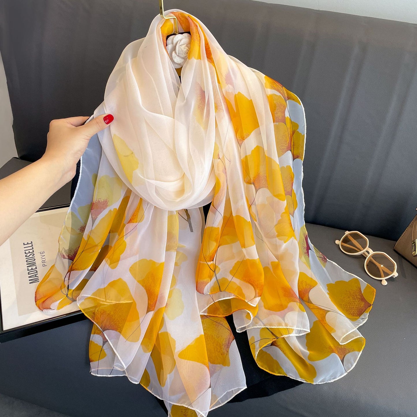 Light Luxury Artificial Silk Talma Yousoft Scarf Women's Large Size Pattern Commuter