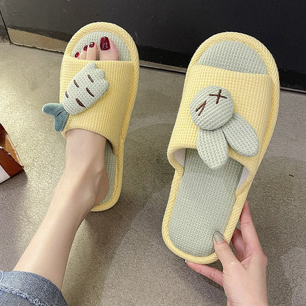 Linen Slippers Women's Home Indoor Home