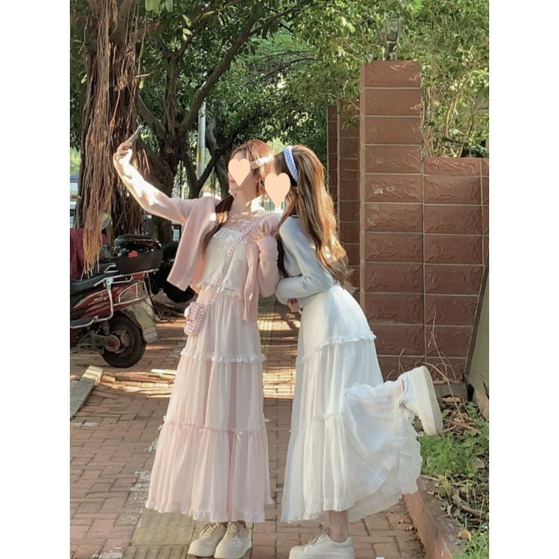 Girl Bow High Waist Slimming Large Skirt