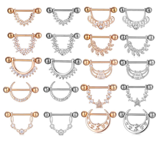 Puncture Nipple Ornament Inlaid Zircon Ring Nails