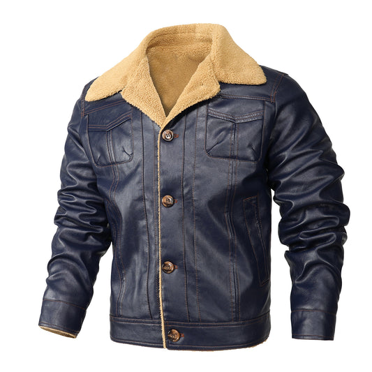 Men's Leather Clothing Loose Casual Slim Fit Handsome Trend Thickening
