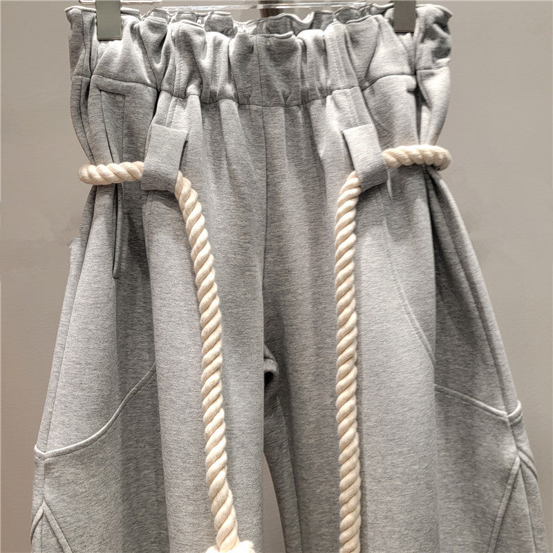 Woven Hemp Rope Belt Loose Wide Leg Leisure Bloomers