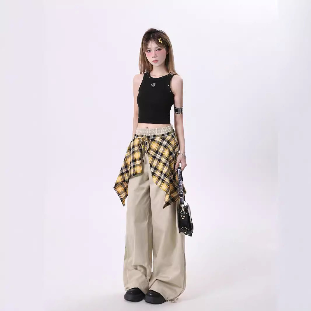 Female Design High Waist Loose Straight Leg Wide Leg Long Pants