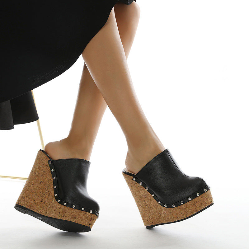 Studded Wedge Sandals With Comfortable Feet