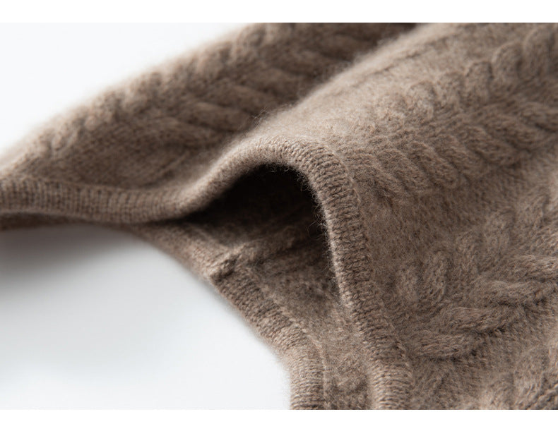 Autumn And Winter New Cashmere Ear Protection Twisted Thickened Solid Color Wool Knitted Hat