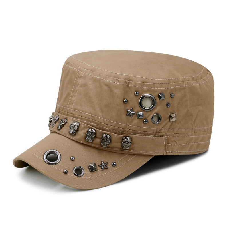 Fashionable Rivet Flat Top Hat