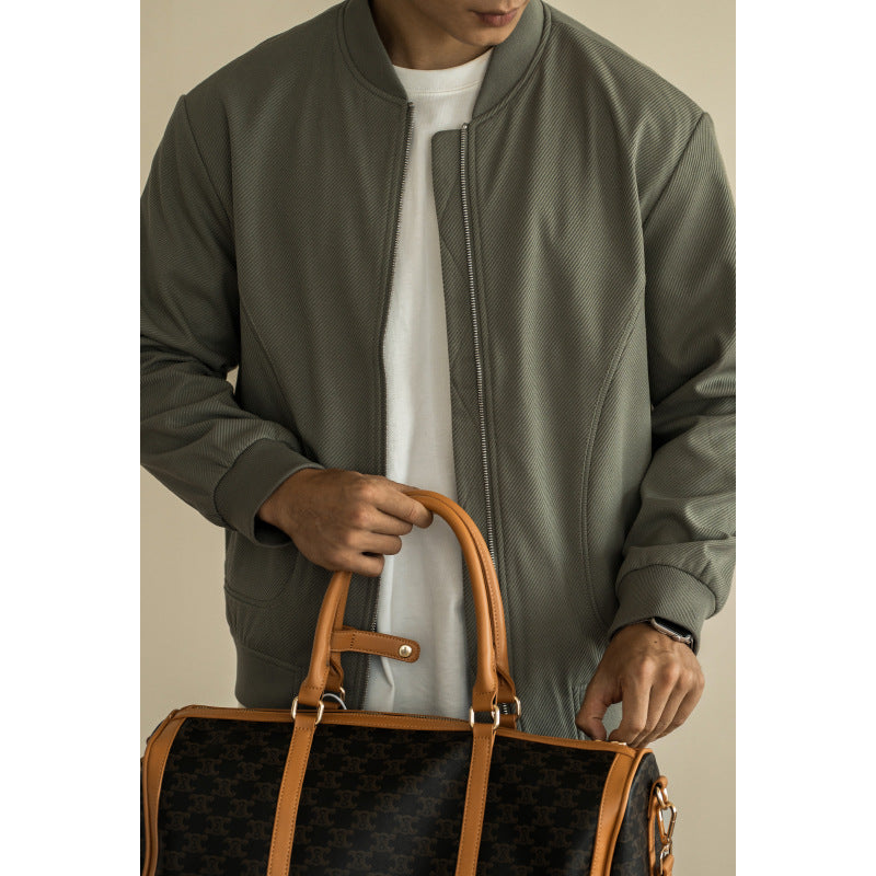 Men's Baseball Collar Simple Loose Casual Jacket