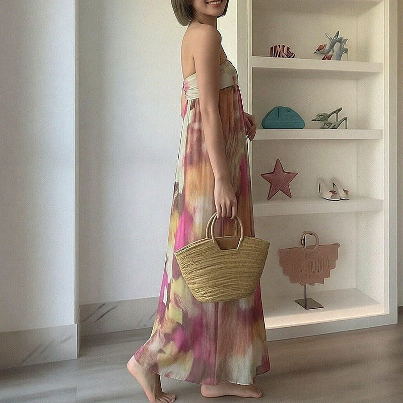 Womens Fashion Sleeveless Printed Casual Dress