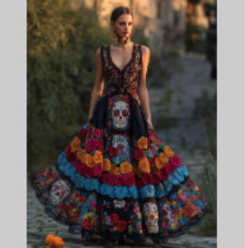 Stylish Womens Digital-Print V-Neck Sleeveless Maxi Dress