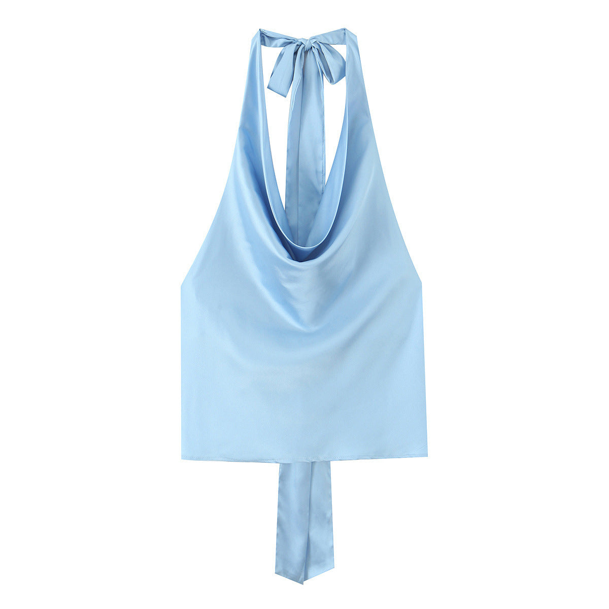 Sexy Backless Bow Halter Top With A Silky Satin Finish