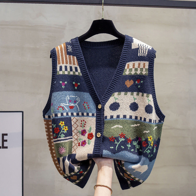 Loose Outer Wear Knitted Vest Women