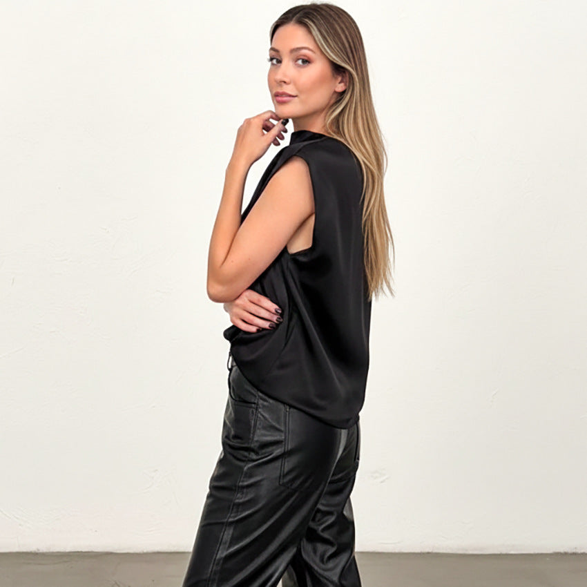 Stylish Minimalist Loose Fitting Casual Womens Sleeveless Top