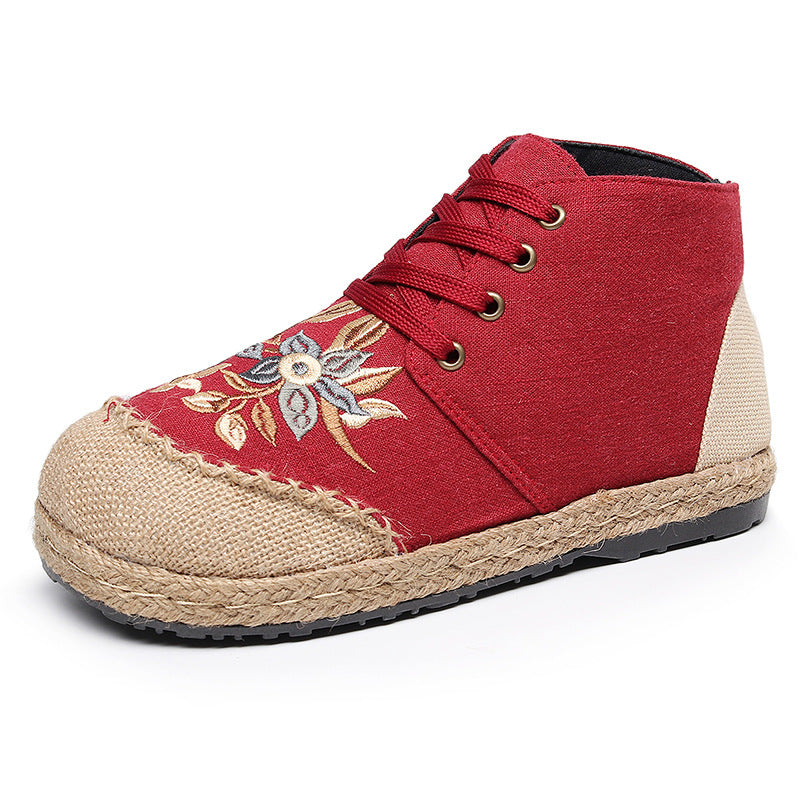 Women's Lace-Up Mid-Top Casual Short Boots
