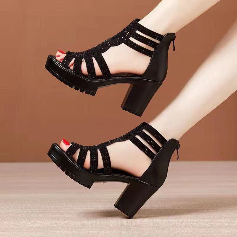 Non-slip Fish Mouth Medium High-heeled Boots