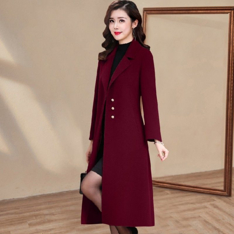 Trenchcoat til damer i uld i vestlig stil