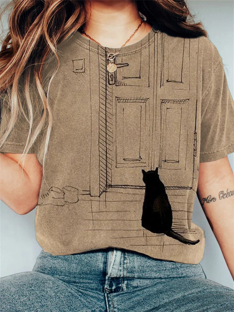 Women's Cotton-like Printed Short Sleeve