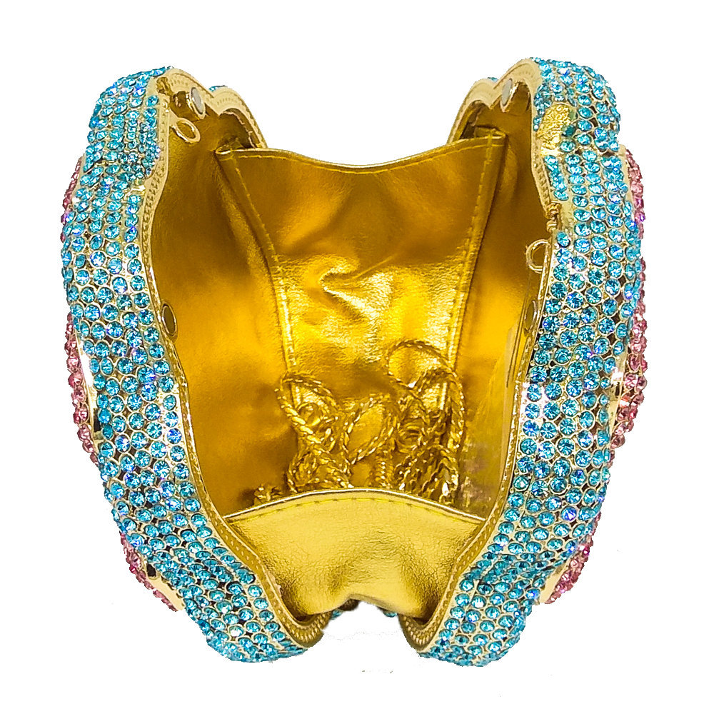 Ladies Evening Bag With Diamond-encrusted Floral Design