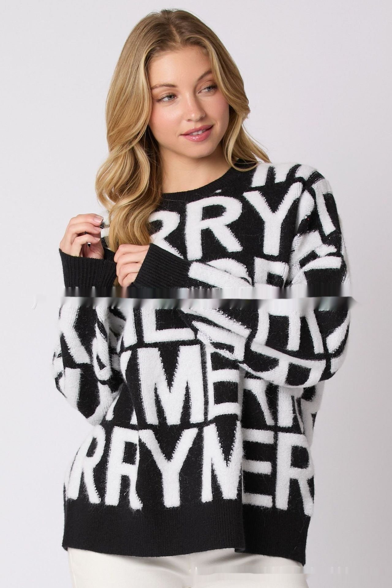 Women's Christmas Letter Loose Pullover Sweater