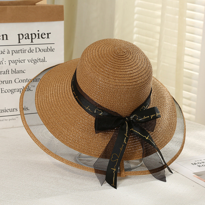 Women's Streamer Mesh Straw Hat Spring Summer