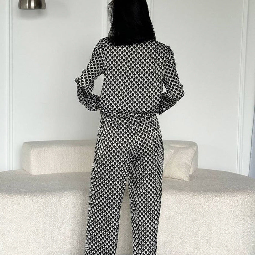 New Silk-look Pajama Set Featuring Long Sleeves And Long Pants