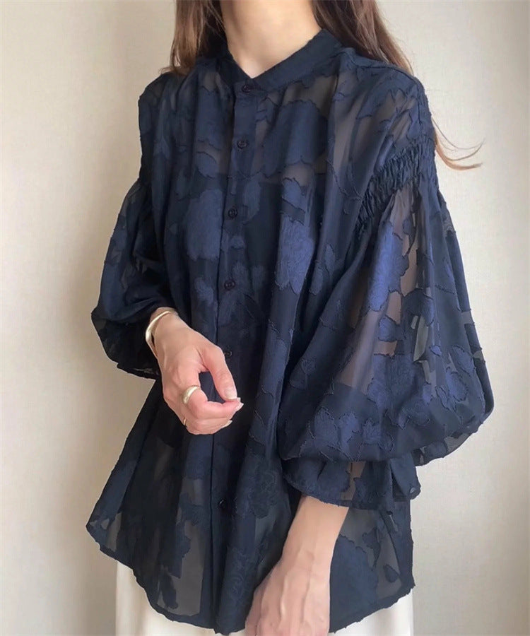 Lace Top With A Fitted Base And Lantern Sleeves