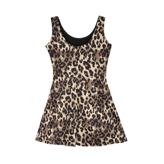 Womens Chic American-Style Spicy Leopard-Print Waist-Cinching Dress