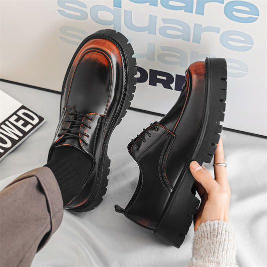 Platform Height Increasing Casual Leather Shoes