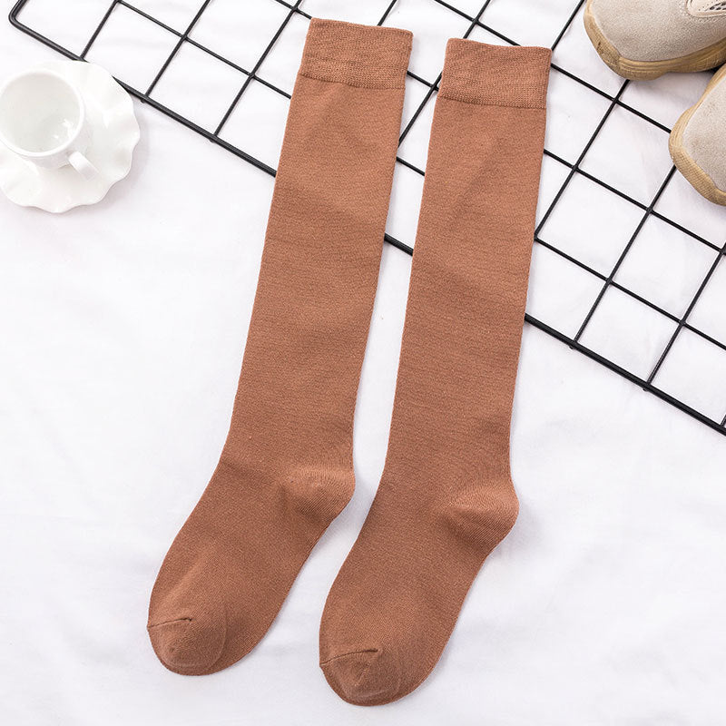 Solid Color Cotton Women's Socks Color Basic Calf