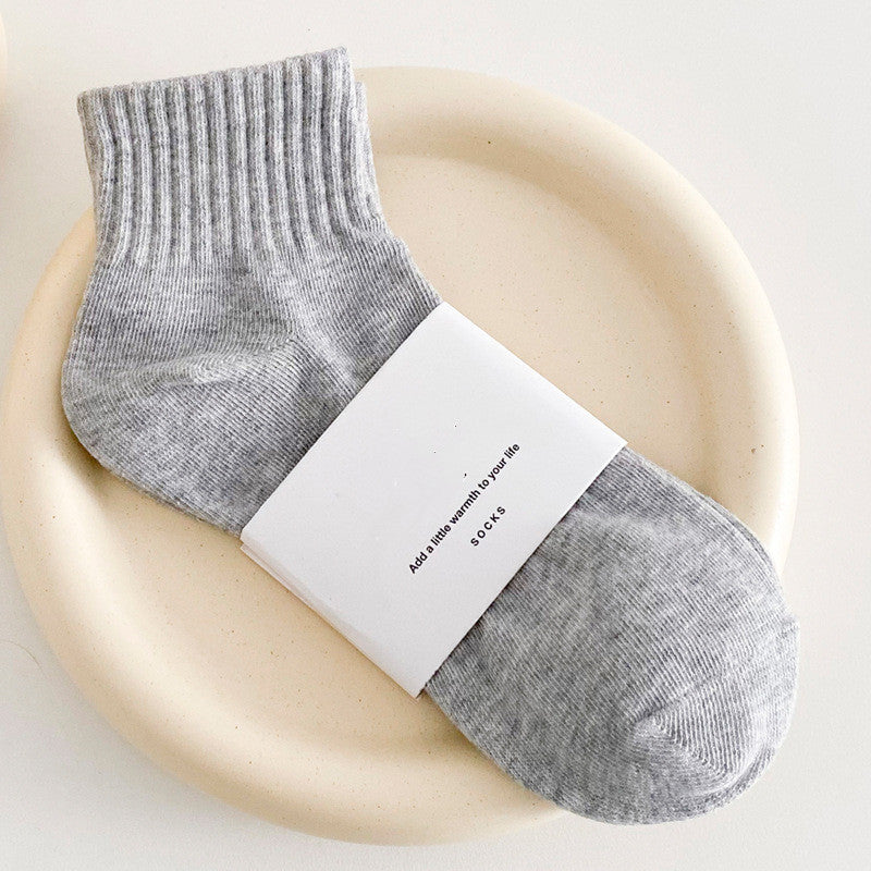 Simple Solid Color Women's Mid Tube Socks